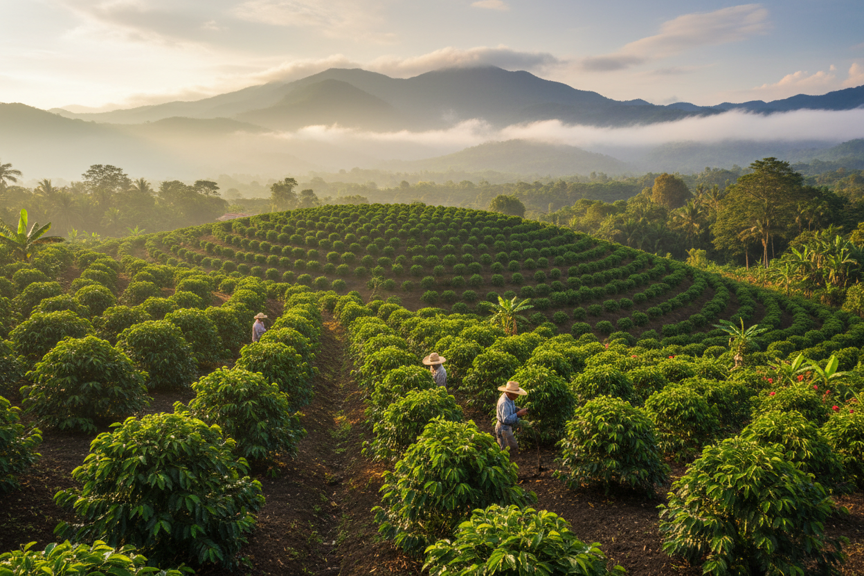 coffee fields in Chiapas, Mexico 